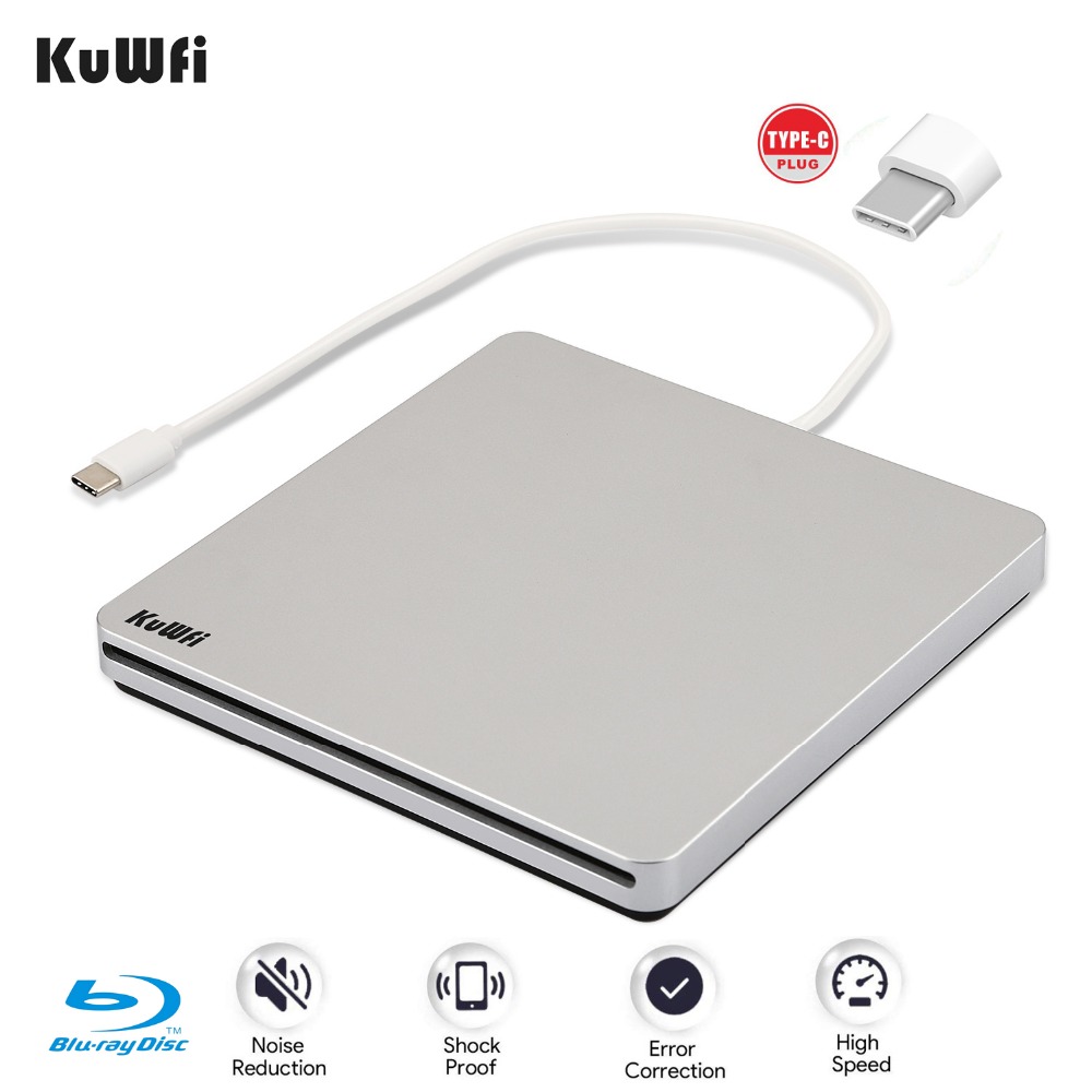 External Automatic Slot-loading Blu-Ray DVD Drive Burner Player Type-C DVD-RW VCD CD RW Reader For Apple Pro Air iMAC PC