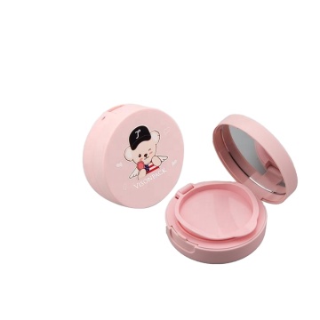 VISONPACK Custom Logo Design Pink Round Plastic Powder Compact with Mirror