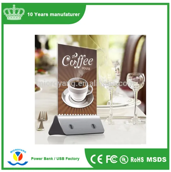 New products 2016 innovative product for coffee shop menu 13000mAh power bank for Hotel