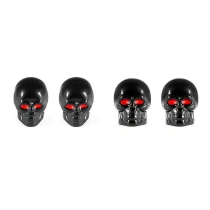 JDMotorsport88 Black Racing Skull Wheel Valve Cap Dust Cover