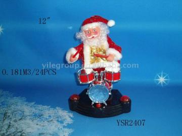12 Inch Playing Drum Santa