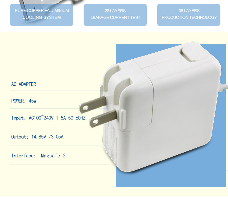 85w magsafe2 us plug wall ac adapter for apple