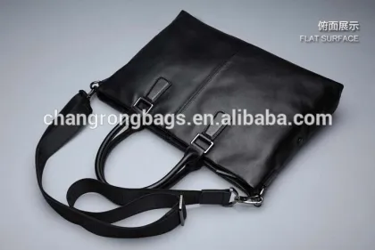 Man business top grain genuine leather handbag
