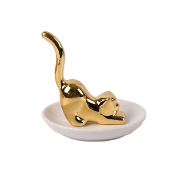 Cute Cat Style Ceramic Ring Holder for Jewelry Wedding Engagement