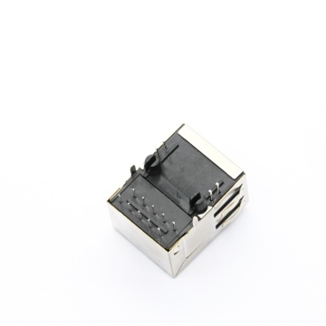 Jack Kombo R/A RJ45 USB3.0 Terlindung Dengan LED