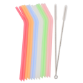 Clear Silicone Straws with cleaning Brushes