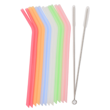 Clear Silicone Straws with cleaning Brushes