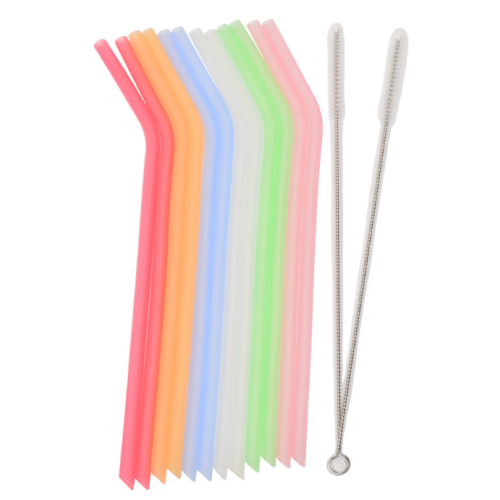 Pailles de silicone transparentes avec des brosses de nettoyage