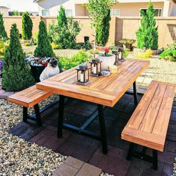 Plus de design meubles en bois modernes imperméables Patio de jardin extérieur banc en bois en plastique avec des jambes en métal