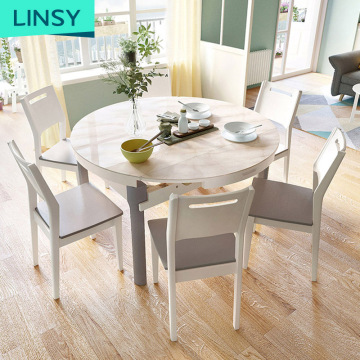 Linsy Luxury Modern Marble Dining Table Set with 4-8 Chairs