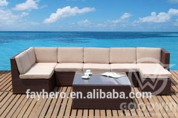 GW0021 Garden furniture-Waterpoof fabric on cushion with black wicker and alimunium frame