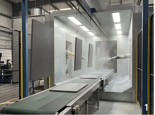 Applying grey texture spray to a surface