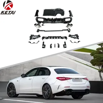 Auto Parts C43 Style Rear Bumper Spoiler Lip and Diffuser with Tail Pipe for BENZ C CLASS W206 AMG