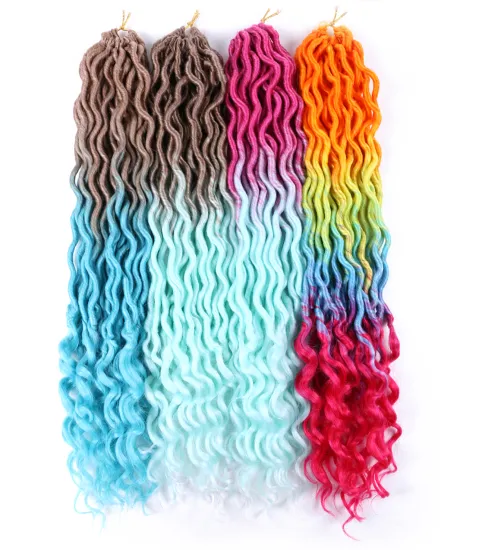 Wholesale Faux Gypsy Locs Hair Deep Wave Braiding Hair With Curly Ends Crochet Goddess Locs Synthetic Braids Hair For Woman