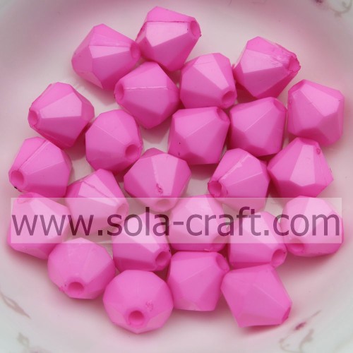 Colorful Faceted Diamond Bicone Opaque Acrylic Beads