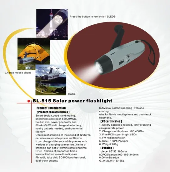 crank flashlight with phone charger