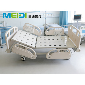 Punching Single Crank Hospital Bed, Grey Sticker Head&Foot Board, Three-Hollow, Four Guardrails, Central Control Brake