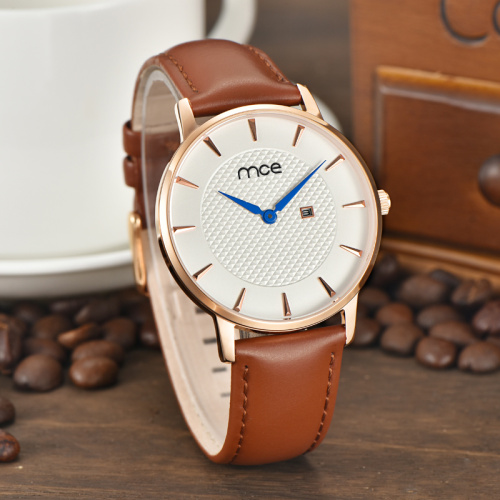 custom made dials leather bands stainless steel case back quartz mens watch