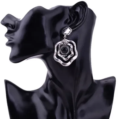 Golden and Silver Womens Initial Drop Statement Earrings