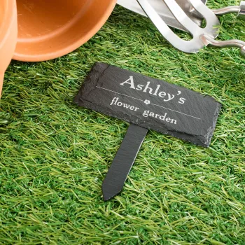 Personalised Engraved Natural Slate Plant Marker for Gardening Enthusiasts