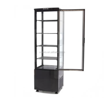 Electric Four-Sided Double Glass Refrigerated Display Case with 235L Capacity - Black