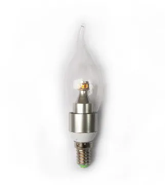260° led candle light bulb, transparent glass cover.