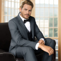WYWK Men's 3-Piece Suit Prom Wedding Set-Dark Grey-S