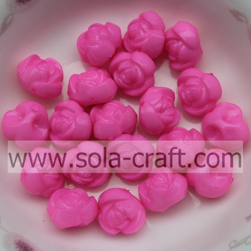 Perles solides acryliques de petite rose de trou accrochant pour la décoration