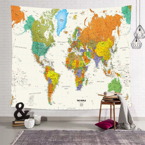 Map Wall Tapestry Detailed World Map Globe Tapestry Wall Hanging for Livingroom Bedroom Dorm Home Decor