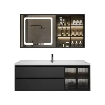 Modern Simple Design Wall-Mounted Bathroom Vanity Cabinet with Ceramic Sink and Mirror