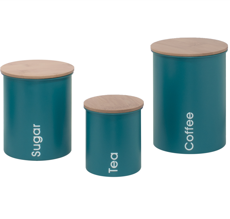 green powder coated food canister