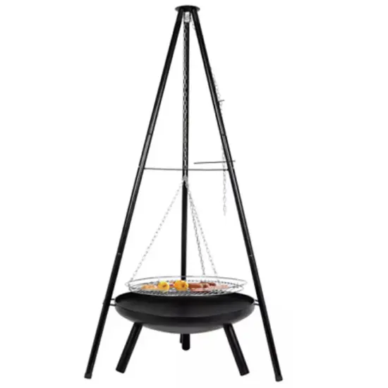 Outdoor Camping BBQ Grill: Portable Tripod Barbecue and Campfire Hanger for American-style Grilling