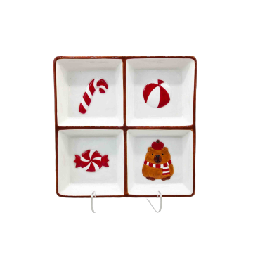 Christmas Style Capybara 4-Grid Serving Plate