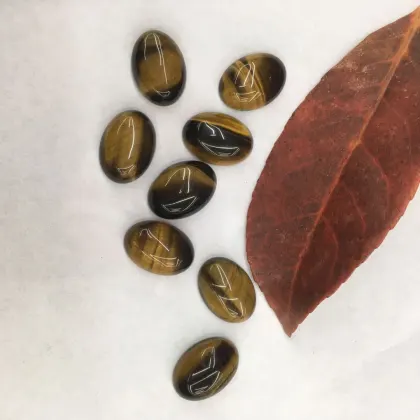 New Egg Shaped Tiger Eye Stone Ring Face