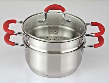 3pcs Multi-function steamer with rubber handle