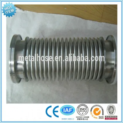 Flexible corrugated vaccum bellows/tube with joints/nuts