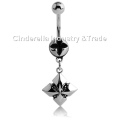 Kirurgisk stålkål Katana Belly Rings Iron Cross