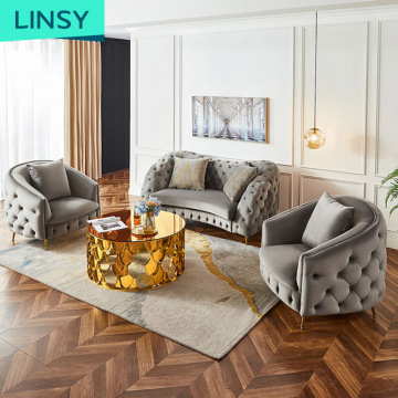 Linsy 1 2 3 Seat Modern Luxury Home Furniture Gray Sofa Set