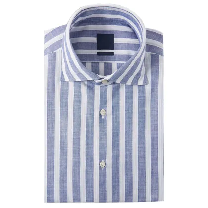 Pale Blue Wide Stripe Tuxedo Shirt