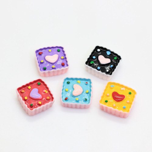 100pcs/bag Heart Painted Mini Cake Dessert Handmade Craft Decoration Beads Charms Room Ornaments Slime Spacer