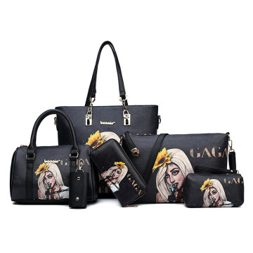 Graffiti pattern young fashion set backpack handbag