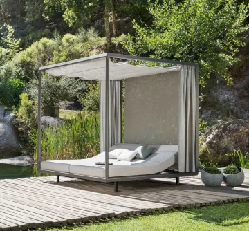 Aluminum Outdoor Sun Bed Lounger with Canopy