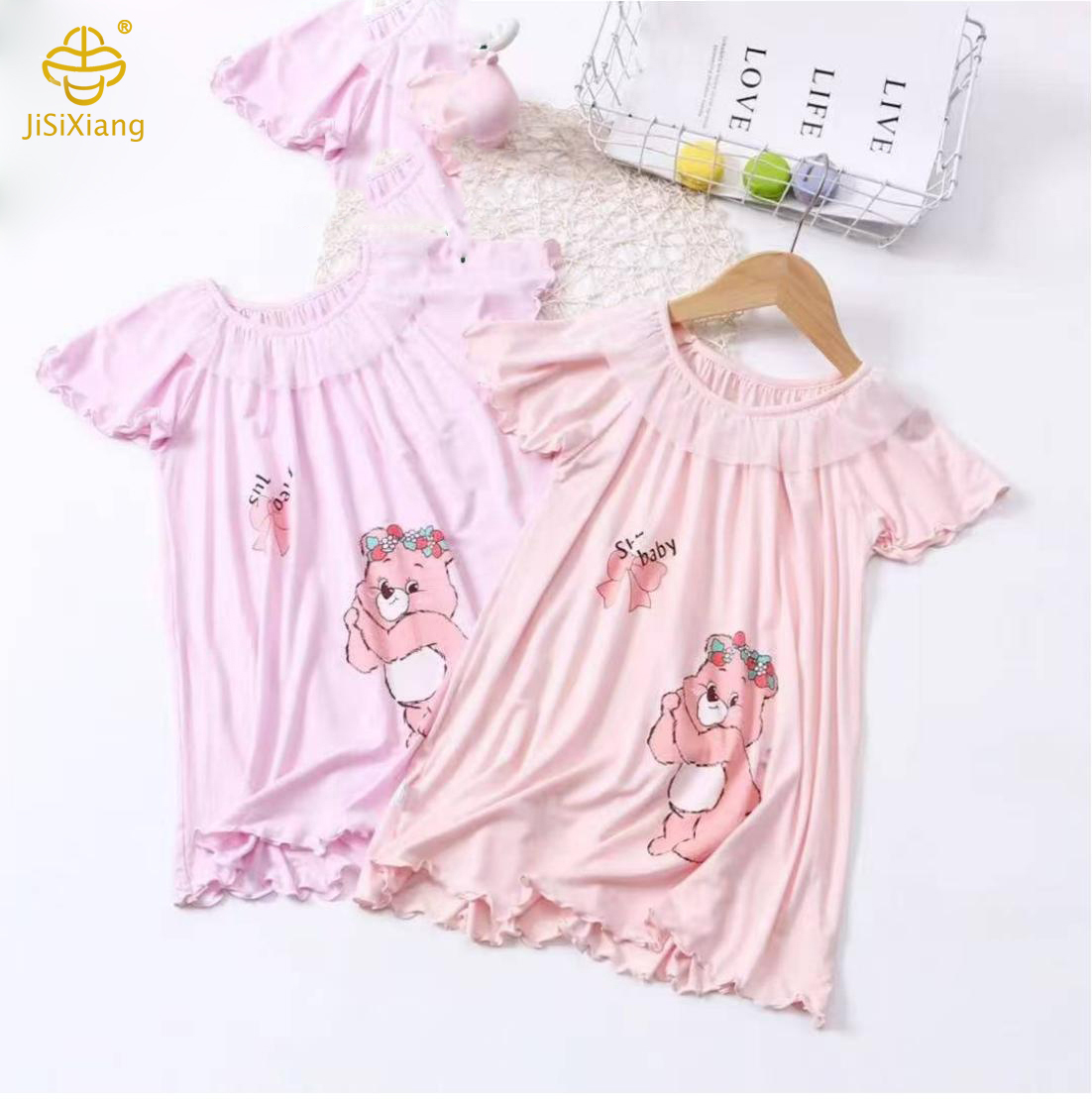 Cute Cartoon Printed Lotus Leaf Short Sleeve