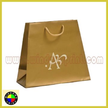 golden color printed paper bag