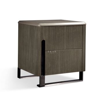 Lacquered Weathered Oak Bedside Table with Drawers - Quality Italian Luxury Design Bedroom Furniture