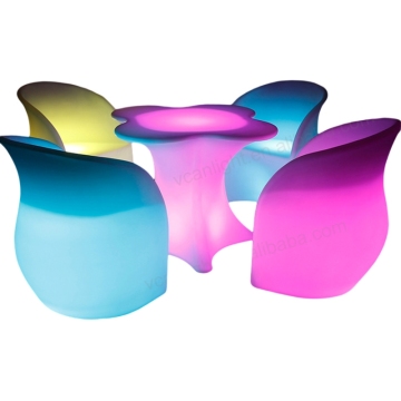 RGB Party High Top LED Illuminada Mesa de cóctel con sillas establecidas
