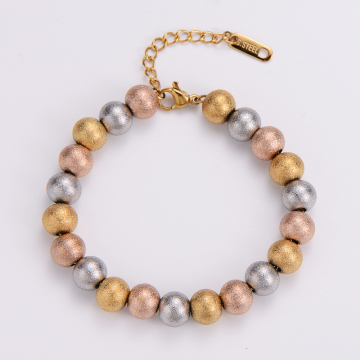 Customized Stainless Steel Three-Tone Metal Sandblasted Bead Bracelet: Your Ultimate Accessory Choice