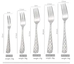 Affordable Western Style Silver Finish Stainless Steel Cutlery Set: Including Forks, Dinner Fork, Cake Fork, Salad Fork, Fish Fork
