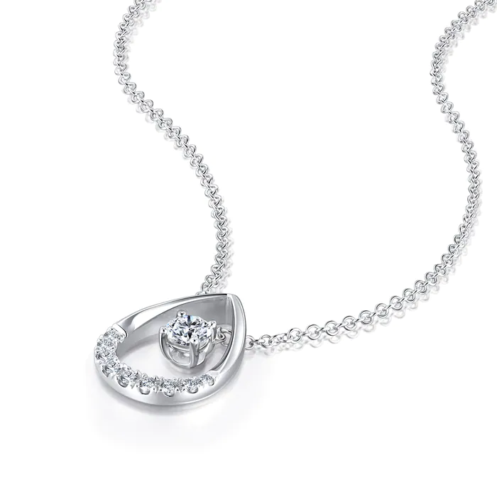 豪華な 18K ホワイト ゴールド ラボ ダイヤモンド フローティング ペンダント