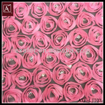 ribbon flower with sequin embroidery fabric